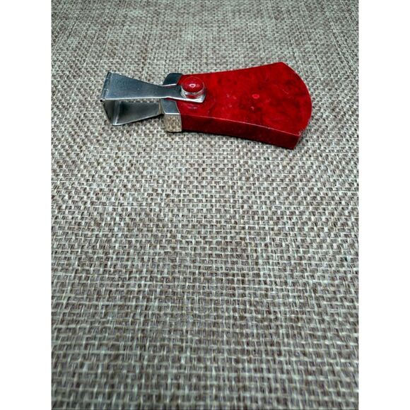 Bold Red Sponge Coral & Sterling Silver Pendant Artisan Modern Design - Picture 4 of 7